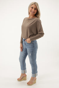 Carefree Days Off Shoulder Top - Mushroom | Makk Fashions