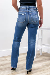 Carrie High Rise Ankle Straight Jeans - Medium Wash | Makk Fashions