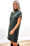 Casual Comforts Mock Neck Sweater Dress - Olive | Makk Fashions