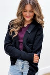 Casually Trendy Elbow Patch Cardigan - Black | Makk Fashions