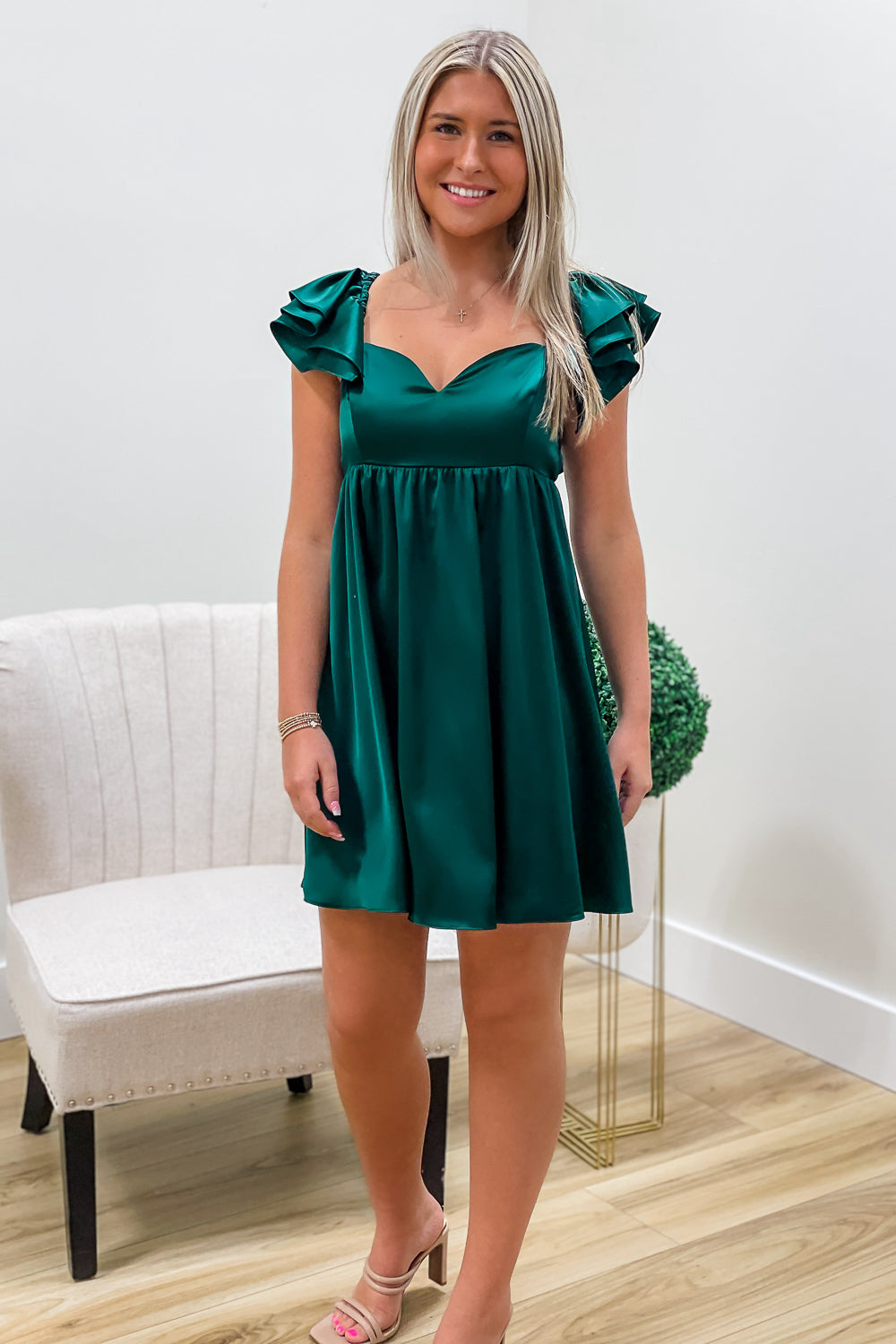 Celebrate Good Times Flowy Dress - Forest Green