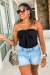 Cheer Me On Bow Tube Top - Black | Makk Fashions