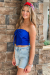 Cheer Me On Bow Tube Top - Royal Blue | Makk Fashions