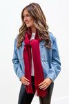 Chilly Days Scarf With Tassel - Burgundy | Makk Fashions