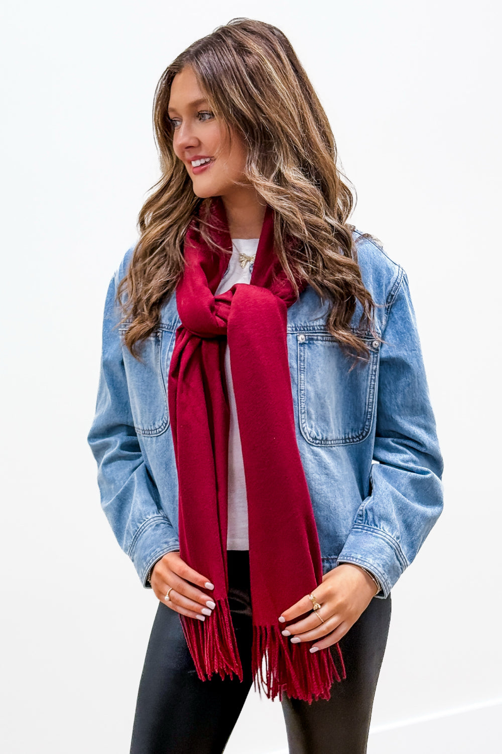 Chilly Days Scarf With Tassel - Burgundy | Makk Fashions