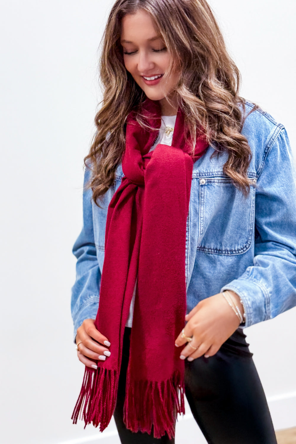 Chilly Days Scarf With Tassel - Burgundy | Makk Fashions