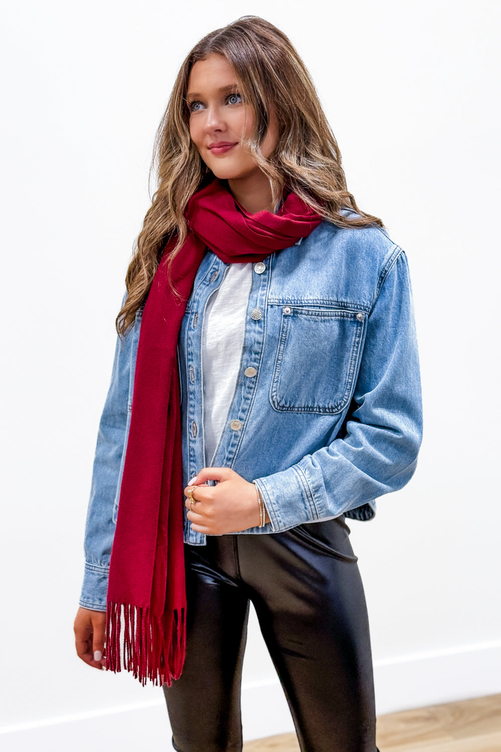 Chilly Days Scarf With Tassel - Burgundy | Makk Fashions