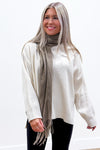 Chilly Days Scarf With Tassel - Khaki | Makk Fashions