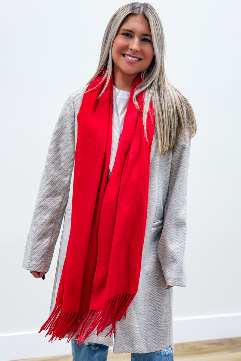 Chilly Days Scarf With Tassel - Red | Makk Fashions