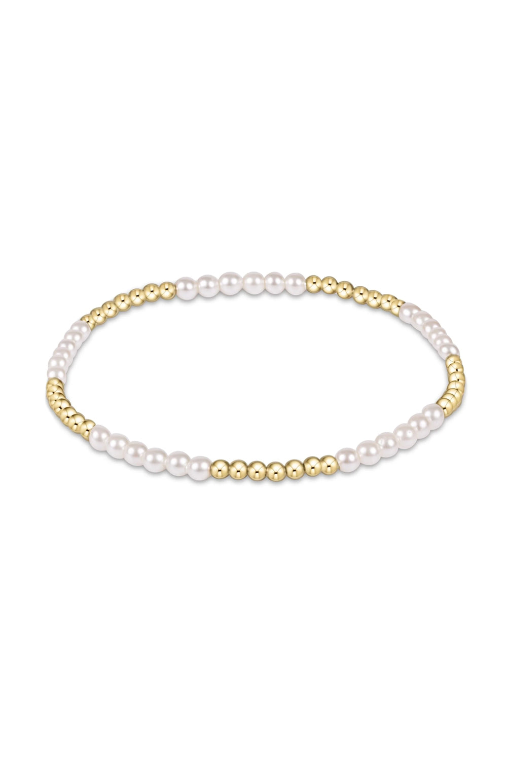 enewton: Classic Blissful 3mm Pattern Bead Bracelet - Pearl | Makk Fashions