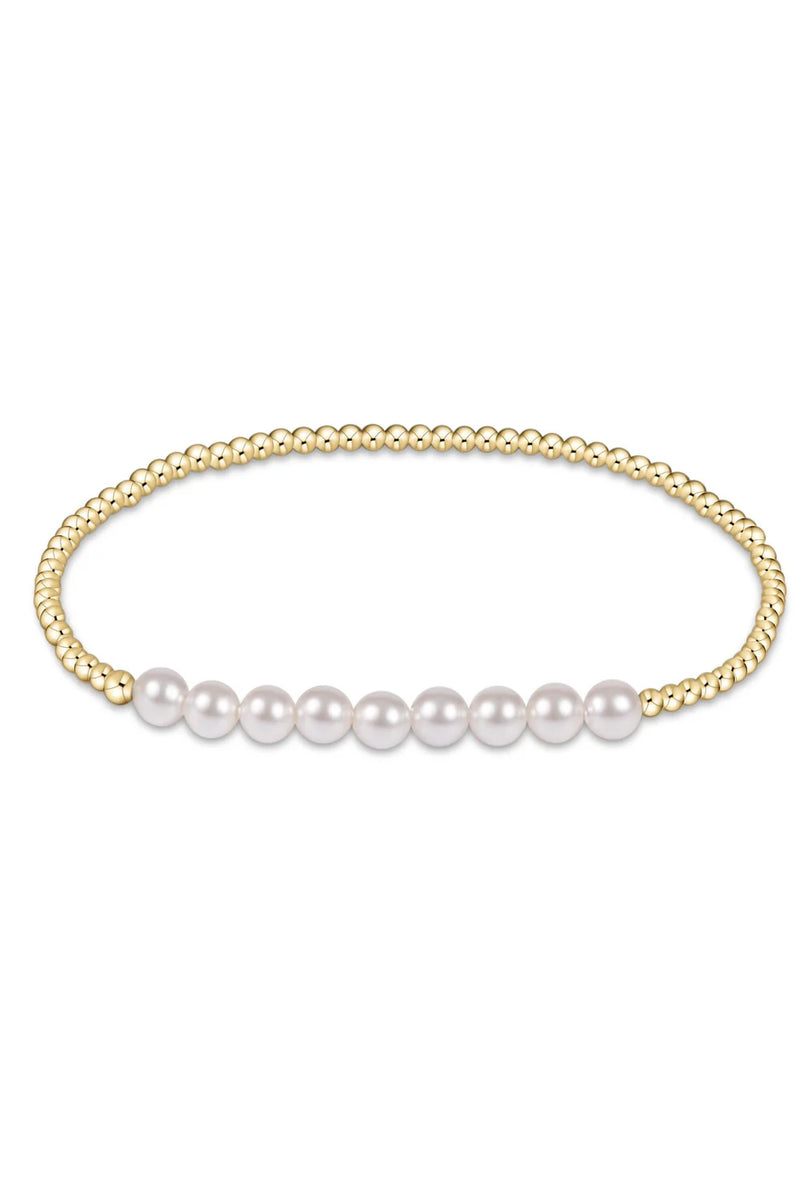 enewton: Classic Gold Beaded Bliss 2.5mm Bead Bracelet - 5mm Pearl | Makk Fashions