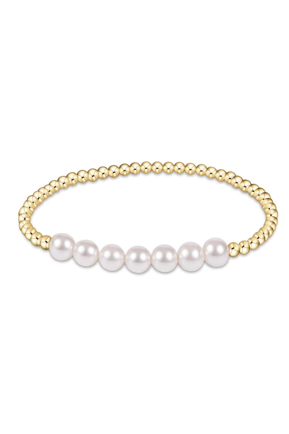 enewton: Classic Gold Beaded Bliss 3mm Bead Bracelet - 6mm Pearl | Makk Fashions