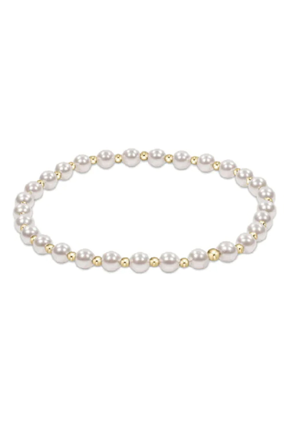 enewton: Classic Grateful Pattern 4mm Bead Bracelet - Pearl | Makk Fashions
