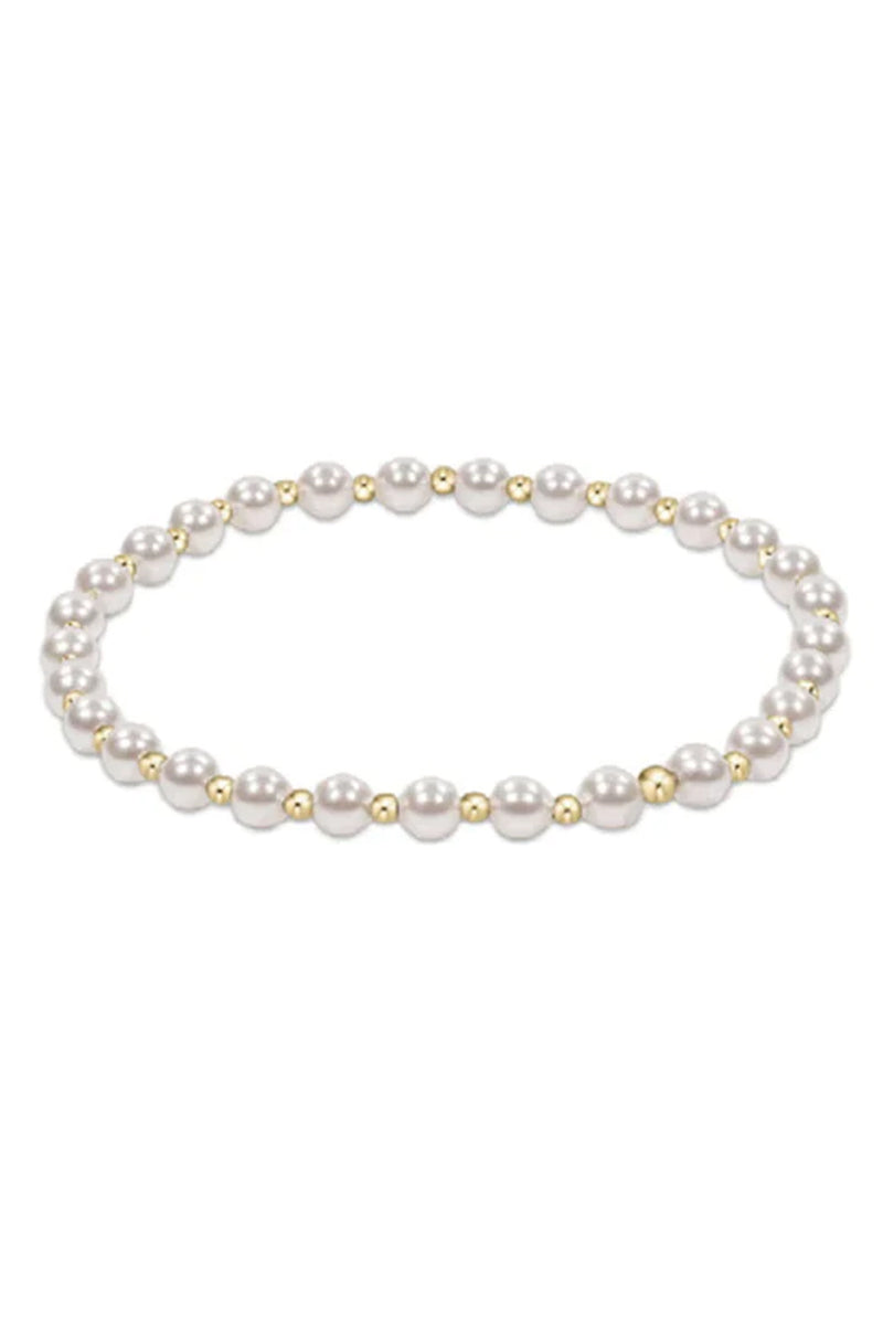 enewton: Classic Grateful Pattern 4mm Bead Bracelet - Pearl | Makk Fashions