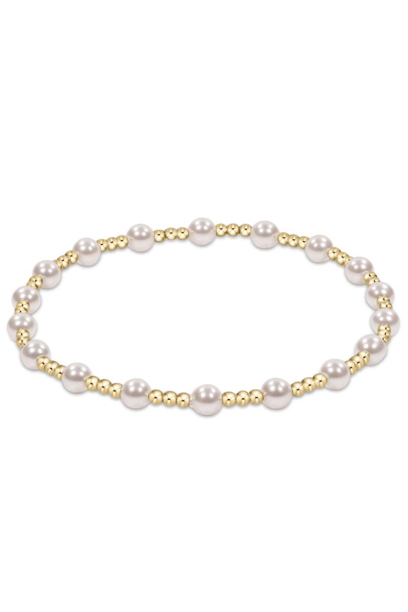 enewton: Classic Sincerity Pattern 4mm Bead Bracelet - Pearl | Makk Fashions