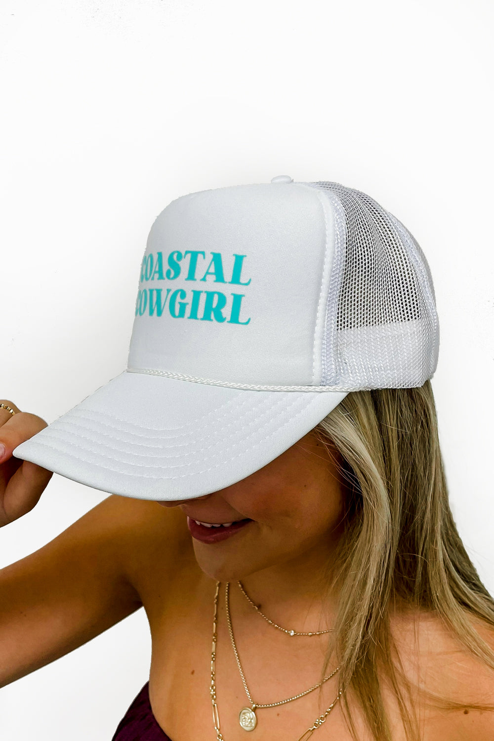 Coastal Cowgirl Trucker Hat - White | Makk Fashions