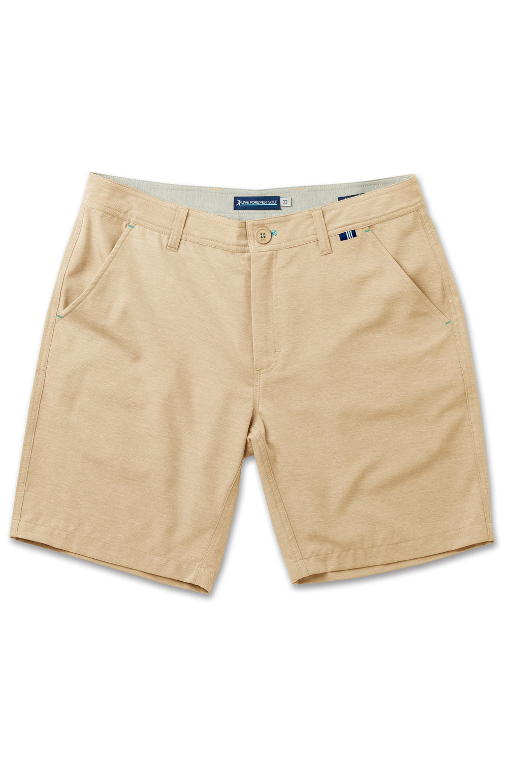 Live Forever Golf: Coast to Course Performance Golf Short - Heathered Khaki | Makk Fashions