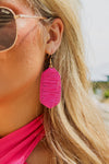 Colorful Summers Raffia Wrapped Earrings - Fuchsia | Makk Fashions