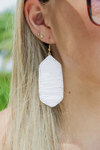 Colorful Summers Raffia Wrapped Earrings - White | Makk Fashions