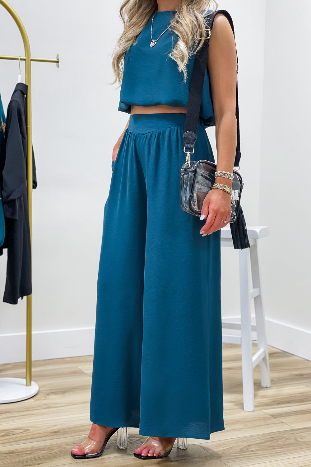 Completely Confident Wide Leg Pants - Teal | Makk Fashions