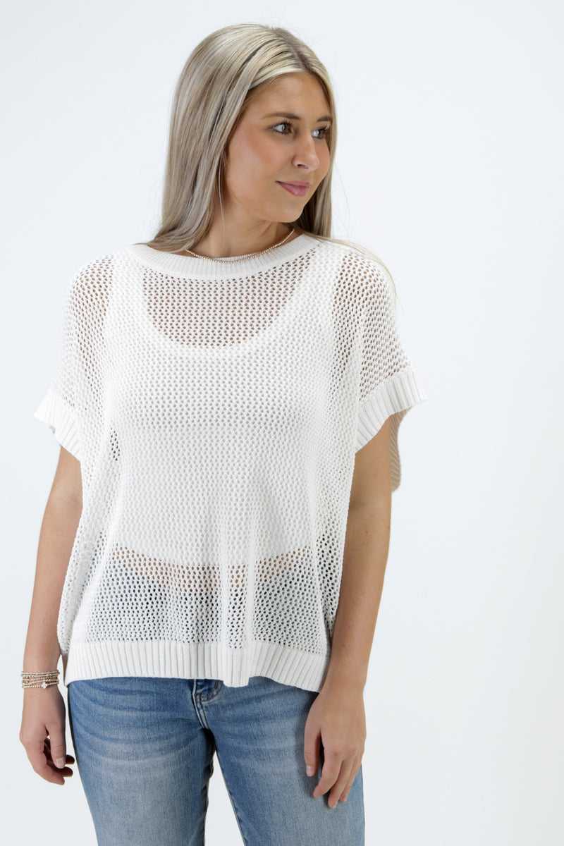 Cooler Days Knit Sweater Top - Off White | Makk Fashions