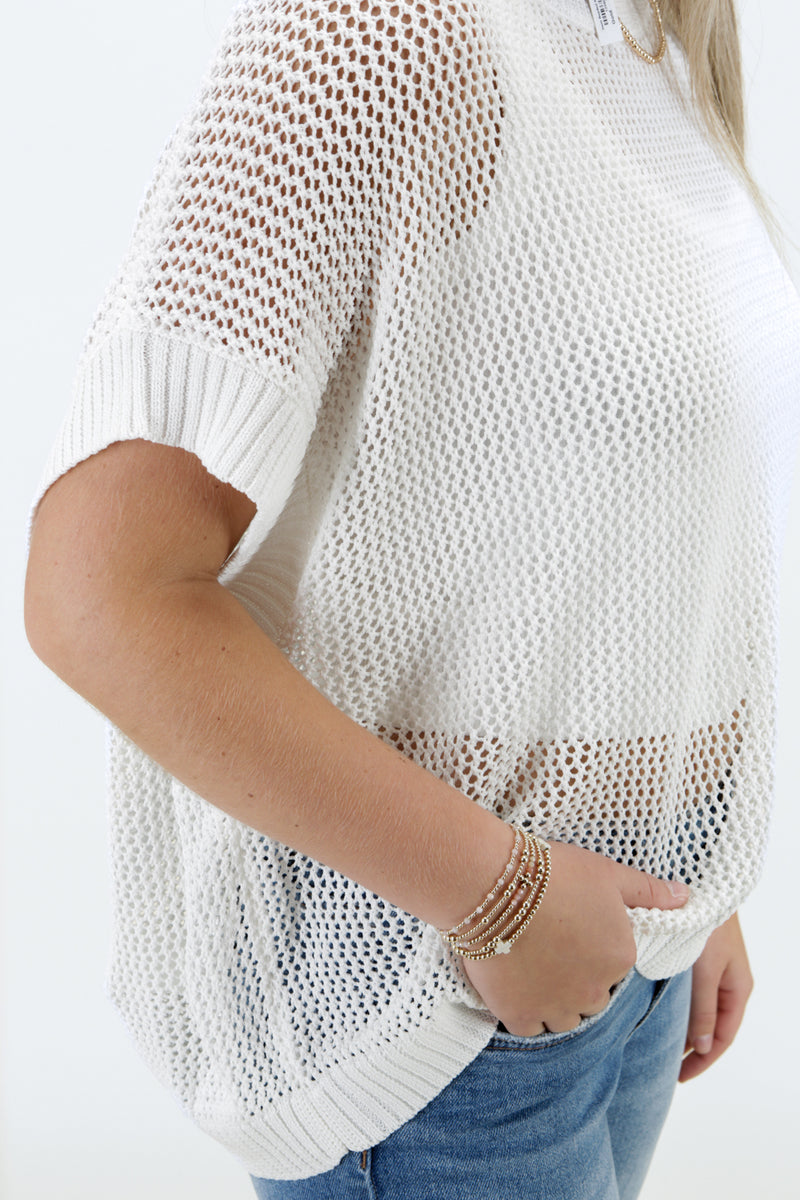 Cooler Days Knit Sweater Top - Off White | Makk Fashions