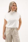 Cooler Nights Mock Neck Top - Off White | Makk Fashions