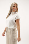 Cooler Nights Mock Neck Top - Off White | Makk Fashions