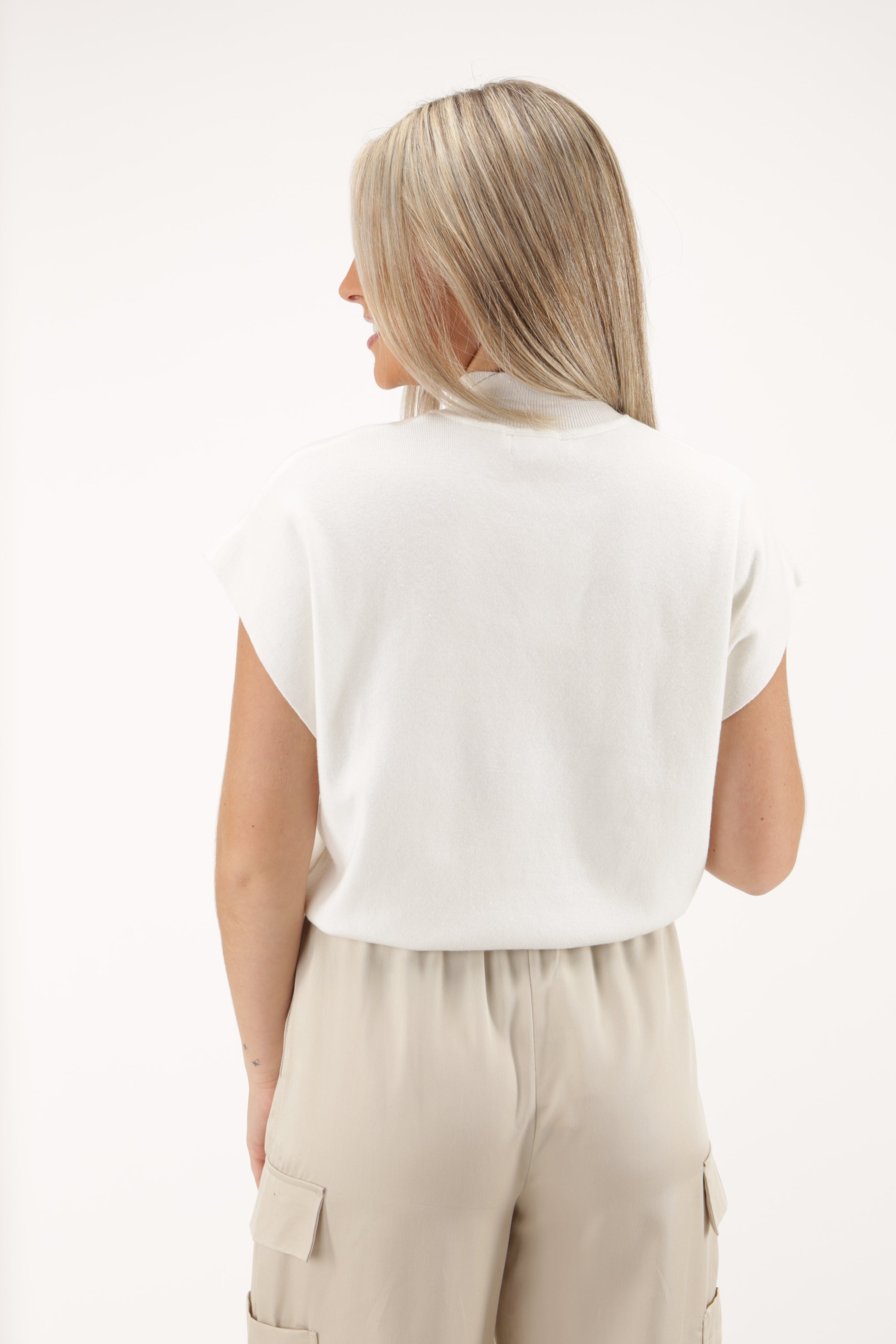 Cooler Nights Mock Neck Top - Off White | Makk Fashions