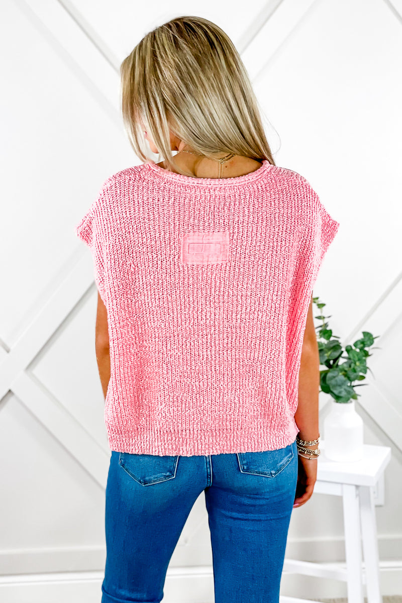 Cozy Dreams Cropped Sleeveless Sweater - Bubble Gum | Makk Fashions