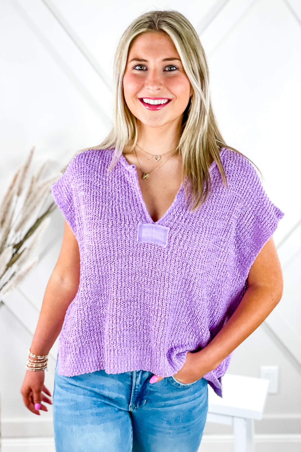 Cozy Dreams Cropped Sleeveless Sweater - Lavender | Makk Fashions