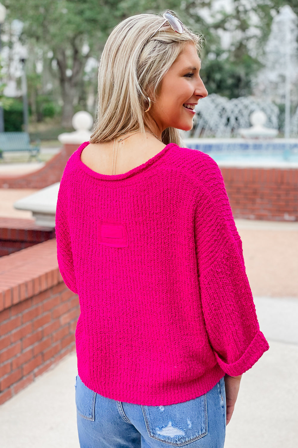 Cozy Dreams Cropped Sweater - Fuchsia | Makk Fashions