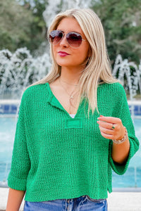Cozy Dreams Cropped Sweater - Green | Makk Fashions