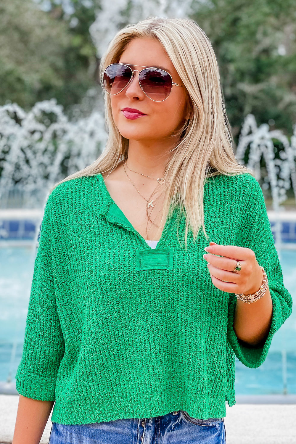 Cozy Dreams Cropped Sweater - Green | Makk Fashions