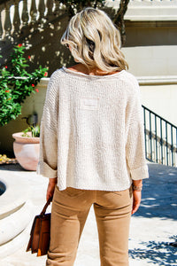 Cozy Dreams Cropped Sweater - Oatmeal | Makk Fashions