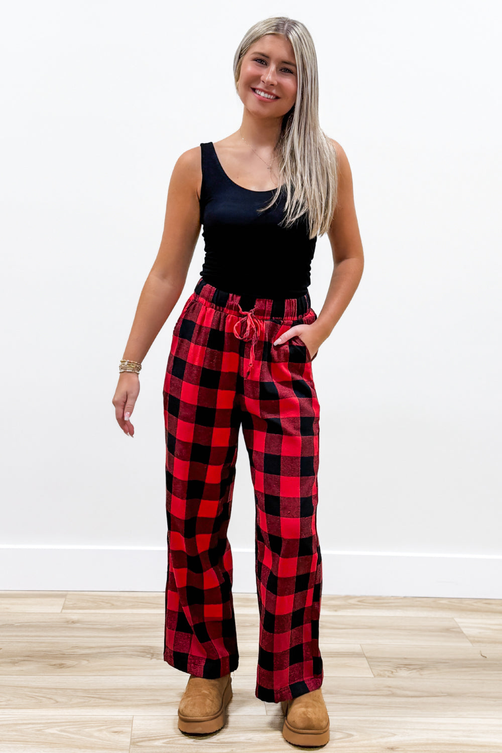 Cozy Dreams Plaid Pajama Pants - Red/Black | Makk Fashions