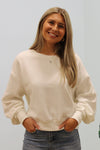 Cozy Endeavors Ultra Soft Knit Sweatshirt - Ivory | Makk Fashions