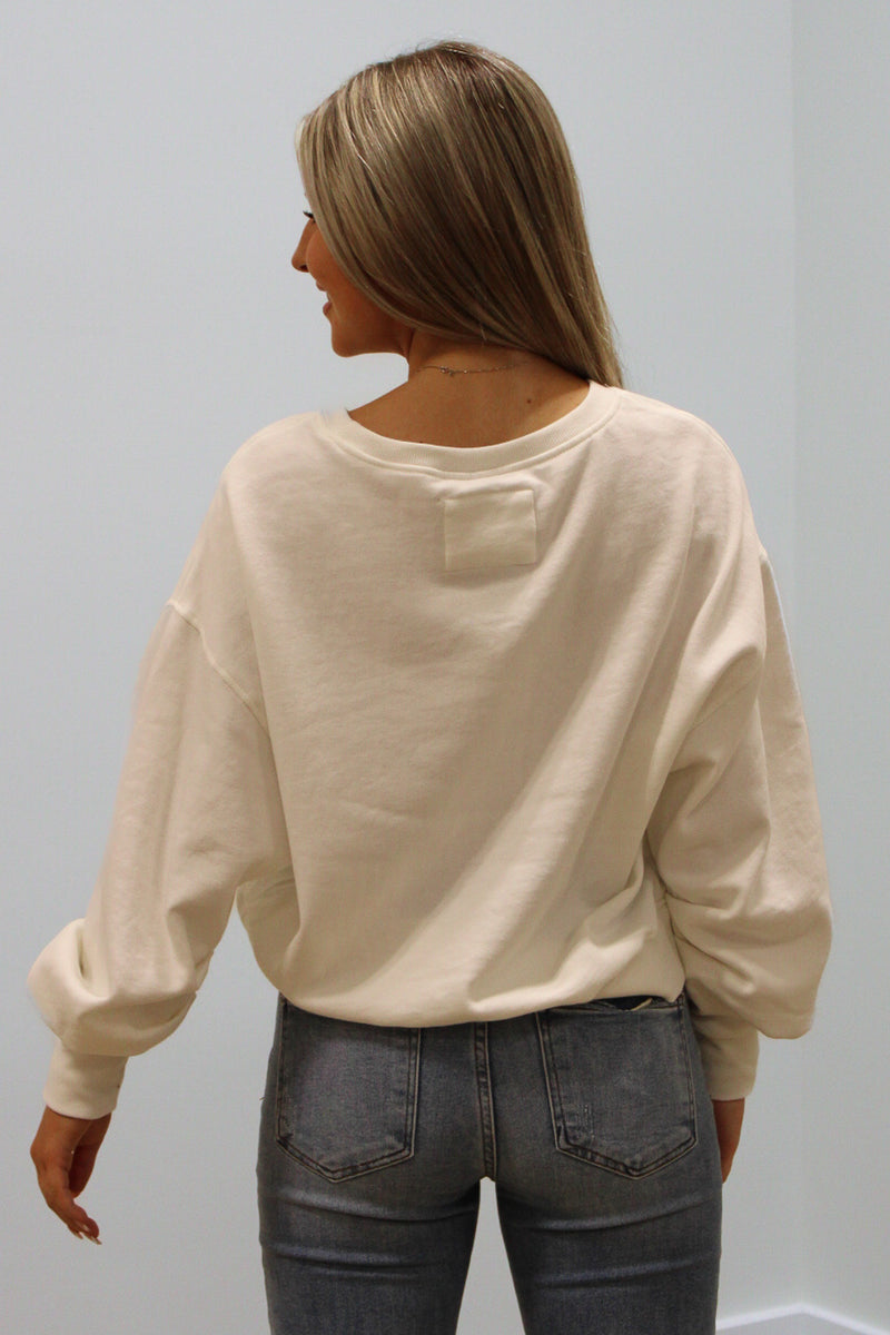 Cozy Endeavors Ultra Soft Knit Sweatshirt - Ivory | Makk Fashions