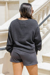 Cozy Endeavors Ultra Soft Knit Sweatshirt - Washed Black | Makk Fashions
