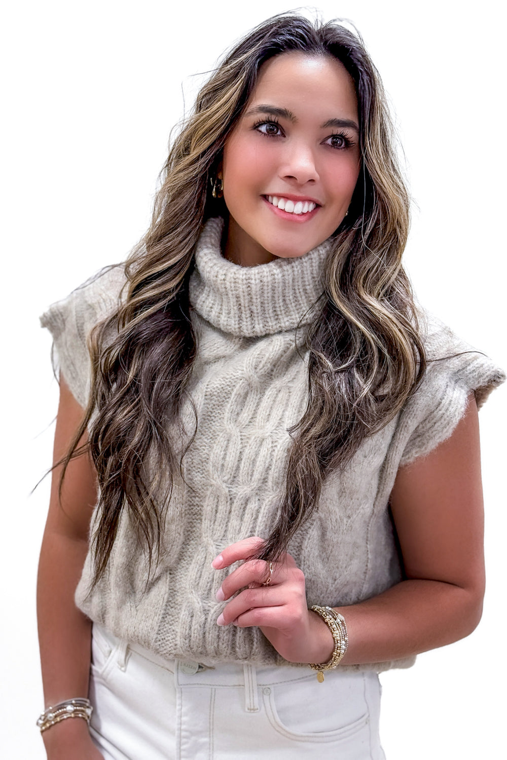 Cozy Nights Turtle Neck Sweater - Lt. Taupe | Makk Fashions