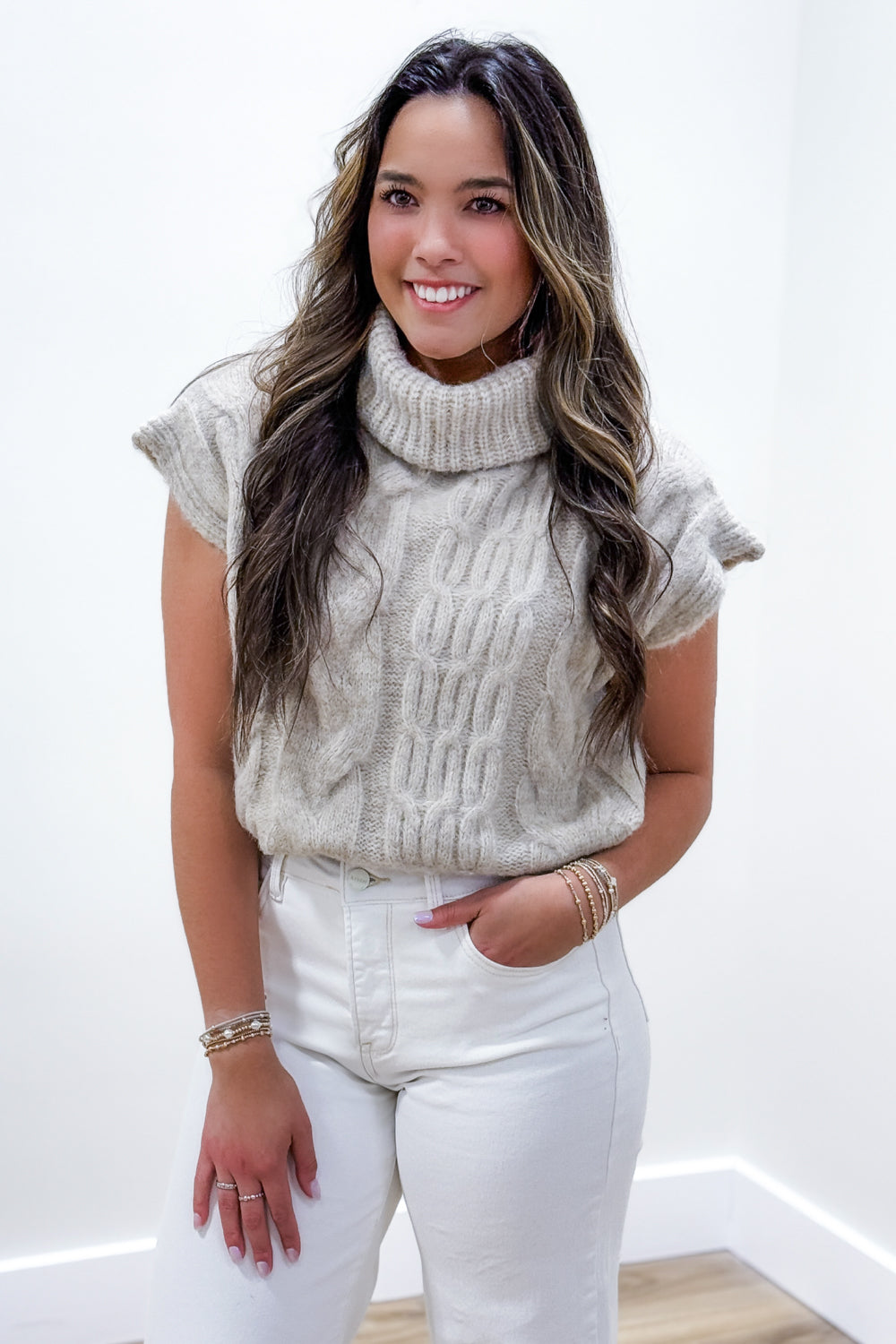 Cozy Nights Turtle Neck Sweater - Lt. Taupe | Makk Fashions