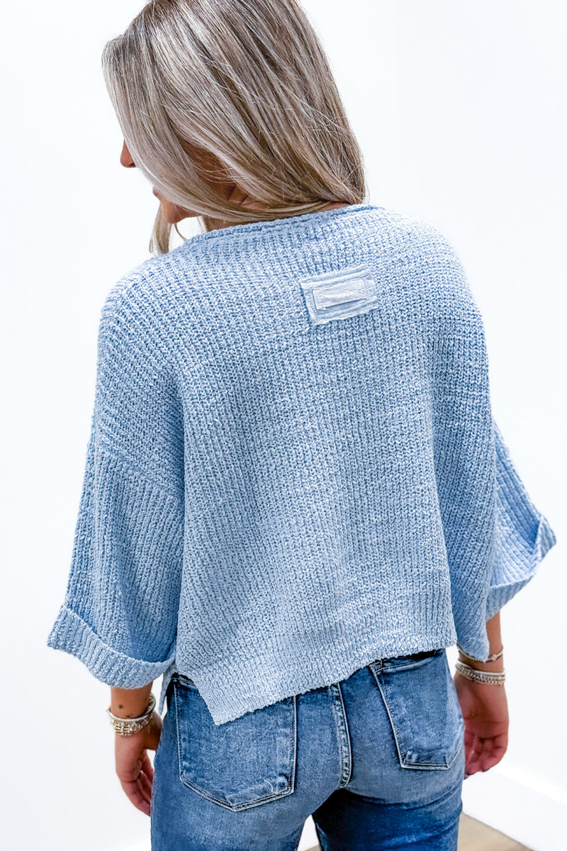 Cozy Nights V-Neck Sweater - Periwinkle | Makk Fashions