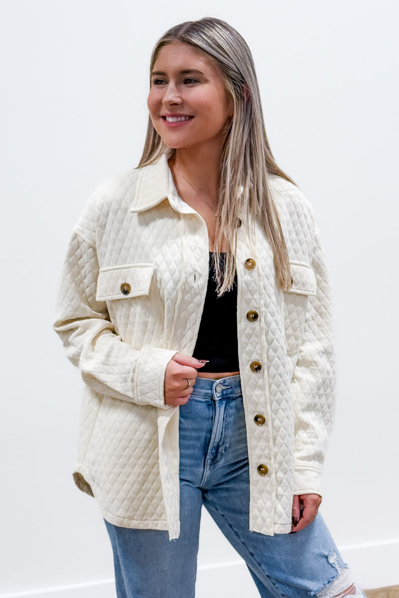 Cozy Up To Me Button Down Jacket - Ivory | Makk Fashions