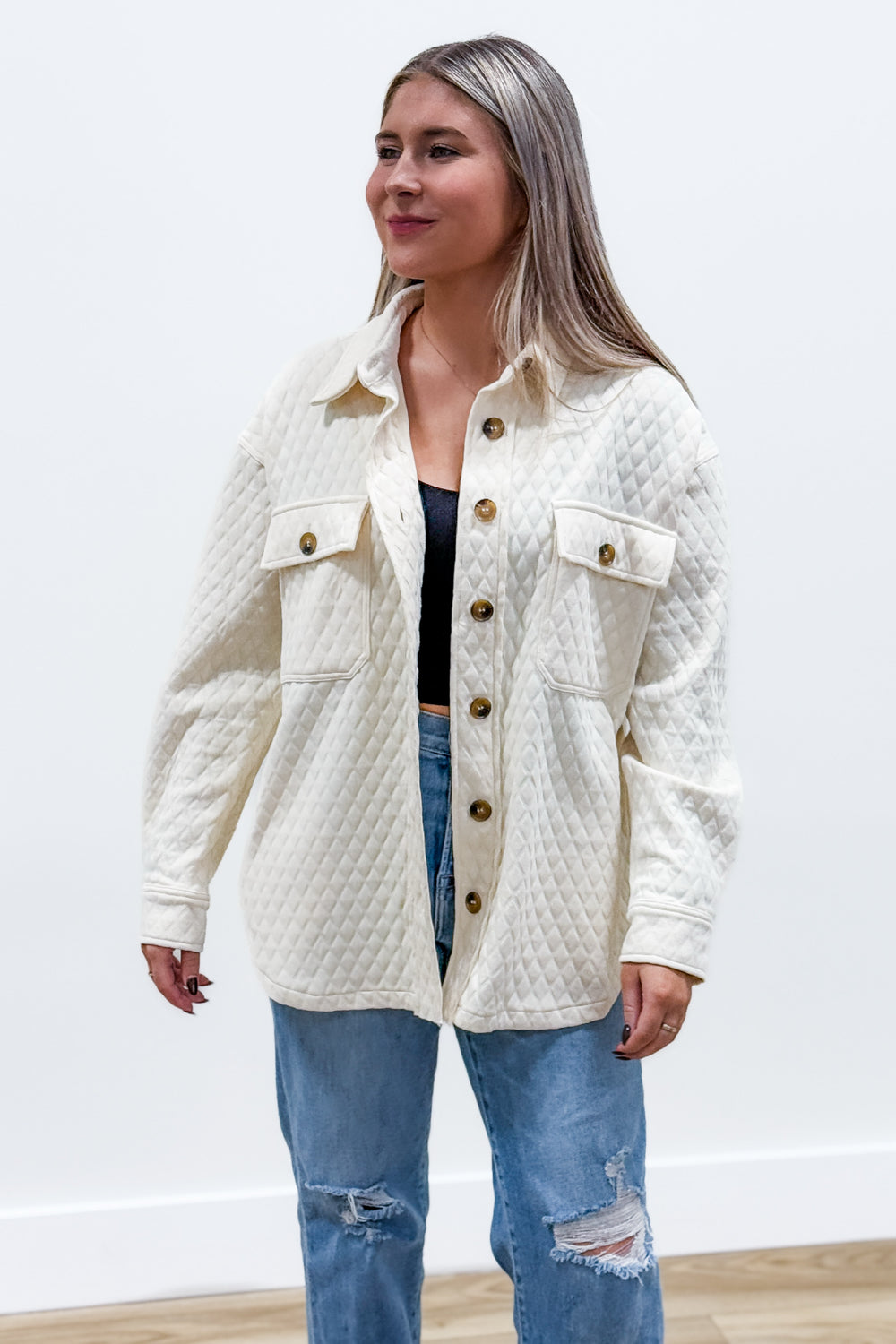 Cozy Up To Me Button Down Jacket - Ivory | Makk Fashions