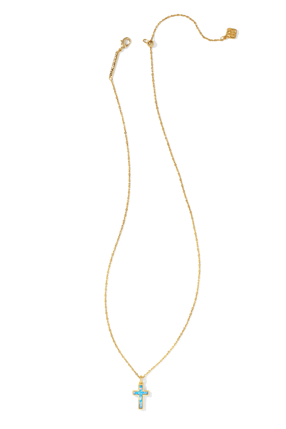 Kendra Scott: Cross Gold Pendant Necklace - Periwinkle Kyocera Opal | Makk Fashions