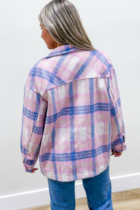 Cuddle Up Button Down Shacket - Pink | Makk Fashions