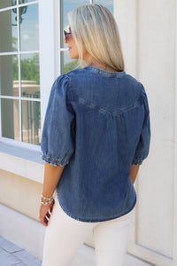 Dear John: Independence Denim Top - Blue Sidney