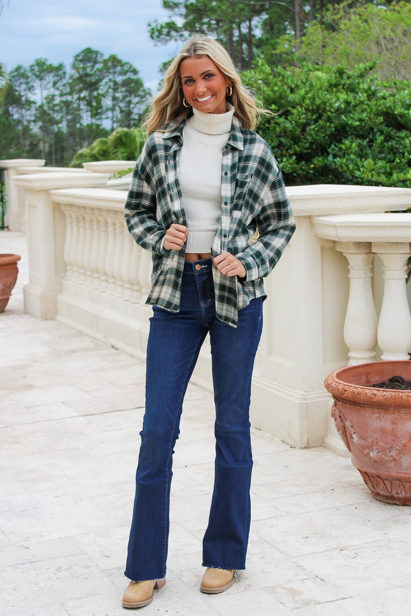 River Plaid Button Up - Garland Green