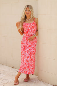 Z Supply: Charisma Ona Floral Midi Dress - Lychee