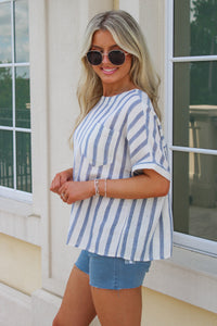 All I Need Striped Top - Ocean Blue